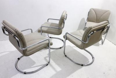 Guido Faleschini Set of 4 Mid Century Tubular Armchairs by Guido Faleschini