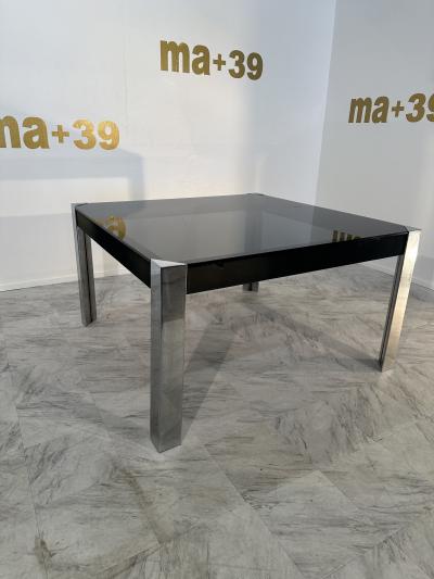 Guido Faleschini Vintage Italian Chrome and Glass Dining Table by Guido Faleschini X Hermes