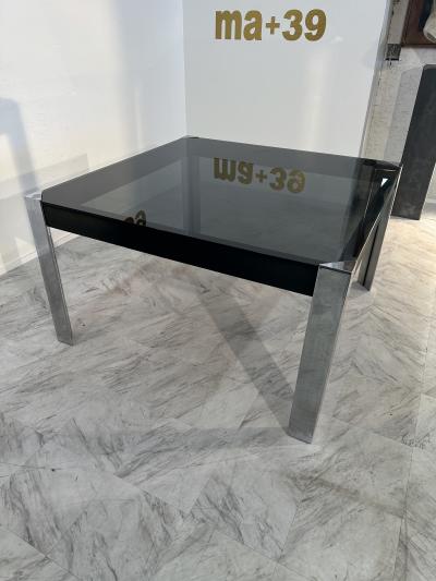 Guido Faleschini Vintage Italian Chrome and Glass Dining Table by Guido Faleschini X Hermes