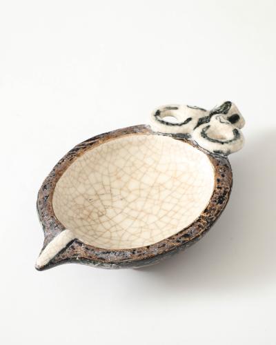 Guido Gambone Glazed Ceramic Ram Bowl in the Manner of Guido Gambone Italy c 1950