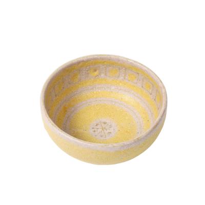 Guido Gambone Guido Gambone Bowl Ceramic Yellow Abstract Geometric Signed