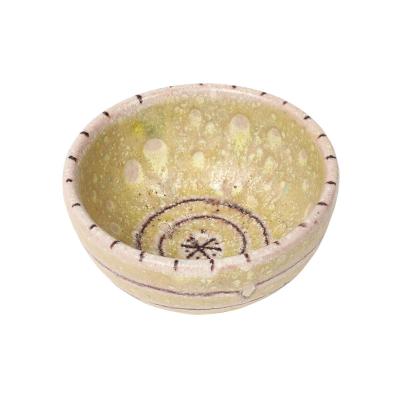 Guido Gambone Guido Gambone Bowl Ceramic Yellow Purple Stripes Abstract Signed