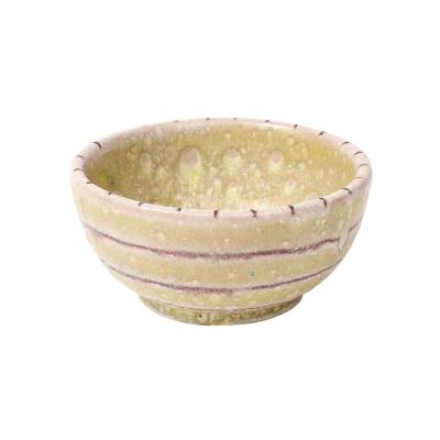 Guido Gambone Guido Gambone Bowl Ceramic Yellow Purple Stripes Abstract Signed