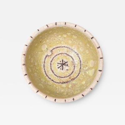 Guido Gambone Guido Gambone Bowl Ceramic Yellow Purple Stripes Abstract Signed