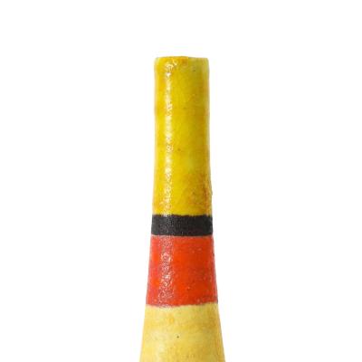 Guido Gambone Guido Gambone Ceramic Vase Yellow Orange Brown Stripes Signed Italy 1950s