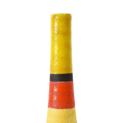 Guido Gambone Guido Gambone Ceramic Vase Yellow Orange Brown Stripes Signed Italy 1950s