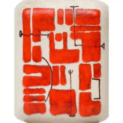 Guido Gambone Guido Gambone Lamp Ceramic Abstract Red White Chartreuse Signed