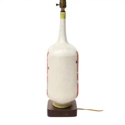 Guido Gambone Guido Gambone Lamp Ceramic Abstract Red White Chartreuse Signed