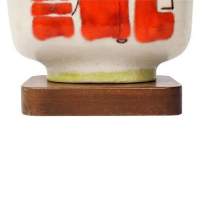 Guido Gambone Guido Gambone Lamp Ceramic Abstract Red White Chartreuse Signed