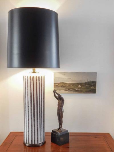 Guido Gambone Vintage Striped Pottery Lamp