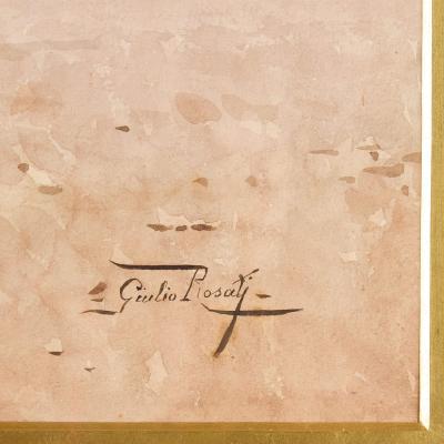 Guilio Rosati Antique Italian Orientalist watercolour of a market square by Rosati