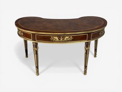 Guillaume Groh Kidney Shaped Desk and Chair Leather Bronze France 19th c 
