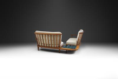 Guillerme et Chambron Corner Sofa with Faience Table France 1960s
