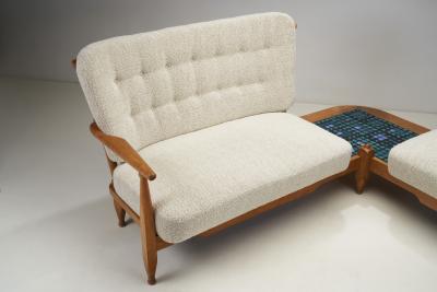 Guillerme et Chambron Corner Sofa with Faience Table France 1960s