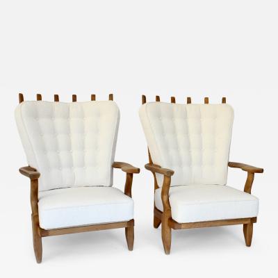 Guillerme et Chambron GUILLERME ET CHAMBRON PAIR OF GRAND REPOS LOUNGE CHAIRS VOTRE MAISON