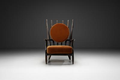 Guillerme et Chambron Grand Repos Armchair in Black Stained Oak France 20th Century