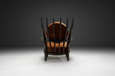 Guillerme et Chambron Grand Repos Armchair in Black Stained Oak France 20th Century