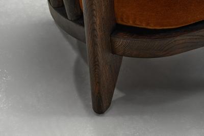 Guillerme et Chambron Grand Repos Armchair in Black Stained Oak France 20th Century