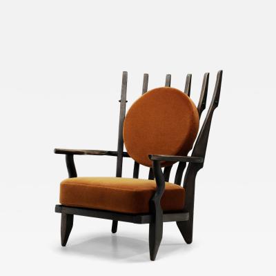 Guillerme et Chambron Grand Repos Armchair in Black Stained Oak France 20th Century