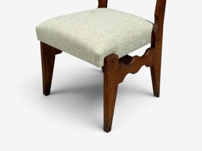 Guillerme et Chambron Guillerme Chambron Dining Chairs Oak Green Fabric France 1950s