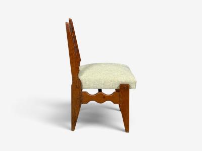 Guillerme et Chambron Guillerme Chambron Dining Chairs Oak Green Fabric France 1950s