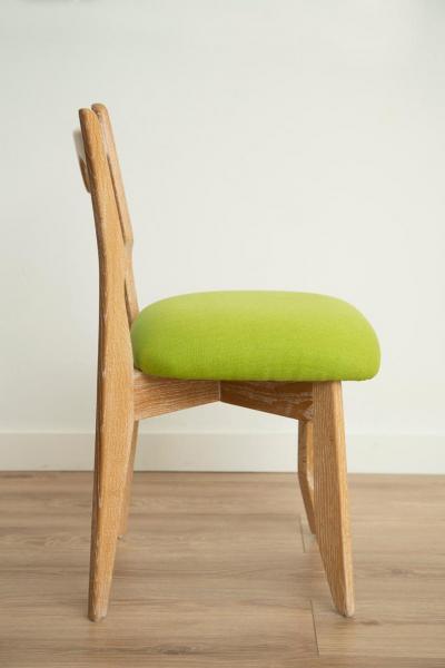 Guillerme et Chambron Guillerme Chambron Set of Ten Dining Chairs in Cerused Oak