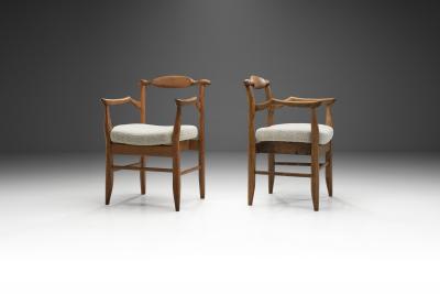 Guillerme et Chambron Guillerme et Chambron Bridge Fumay Pair of Dining Chairs France 1960s