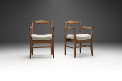 Guillerme et Chambron Guillerme et Chambron Bridge Fumay Pair of Dining Chairs France 1960s