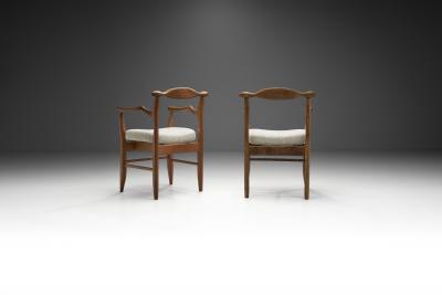 Guillerme et Chambron Guillerme et Chambron Bridge Fumay Pair of Dining Chairs France 1960s