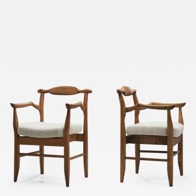 Guillerme et Chambron Guillerme et Chambron Bridge Fumay Pair of Dining Chairs France 1960s