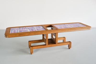 Guillerme et Chambron Guillerme et Chambron Coffee Table Oak and Ceramic Votre Maison France 1960s