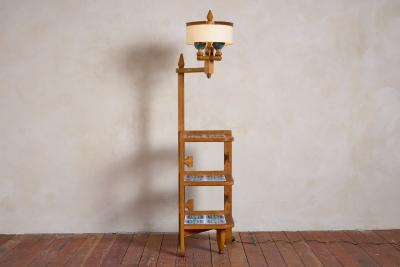 Guillerme et Chambron Guillerme et Chambron Floor Lamp with Ceramic Tile Shelves