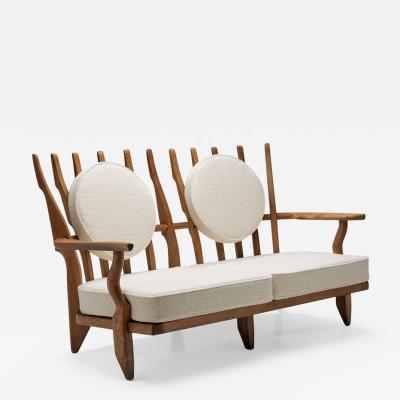 Guillerme et Chambron Guillerme et Chambron Grand Repos Sofa with Two Round Cushions France 1950s