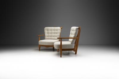 Guillerme et Chambron Guillerme et Chambron Oak Settee with Connecting Table France 1950s