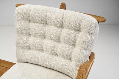 Guillerme et Chambron Guillerme et Chambron Oak Settee with Connecting Table France 1950s