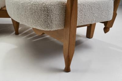 Guillerme et Chambron Guillerme et Chambron Oak Settee with Connecting Table France 1950s