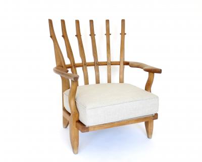 Guillerme et Chambron Guillerme et Chambron Pair French Oak Petite Repos Lounge Chairs Votre Maison