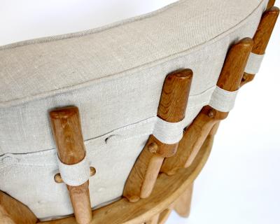 Guillerme et Chambron Guillerme et Chambron Pair French Oak Petite Repos Lounge Chairs Votre Maison