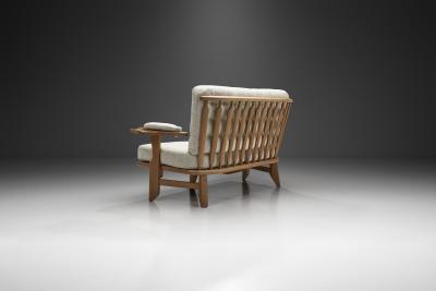 Guillerme et Chambron Guillerme et Chambron Sculpted Oak Two Seater Sofa France 1960s