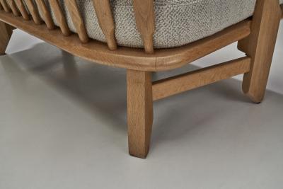 Guillerme et Chambron Guillerme et Chambron Sculpted Oak Two Seater Sofa France 1960s