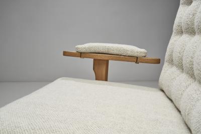 Guillerme et Chambron Guillerme et Chambron Sculpted Oak Two Seater Sofa France 1960s