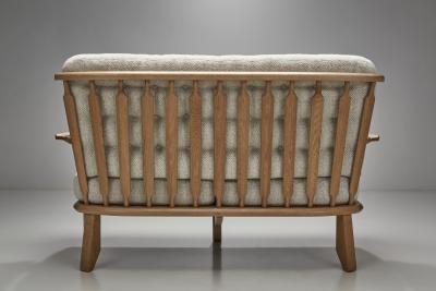 Guillerme et Chambron Guillerme et Chambron Sculpted Oak Two Seater Sofa France 1960s