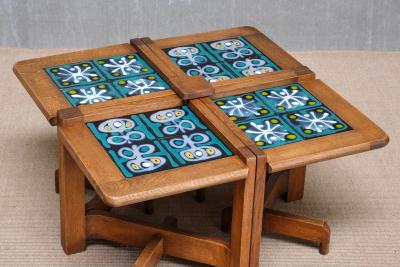 Guillerme et Chambron Guillerme et Chambron Set of Four Side Tables Modular Coffee Table 1950s