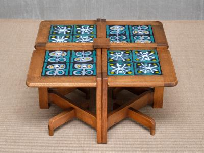 Guillerme et Chambron Guillerme et Chambron Set of Four Side Tables Modular Coffee Table 1950s