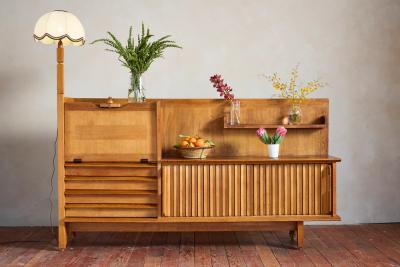 Guillerme et Chambron Guillerme et Chambron Sideboard with Lamp
