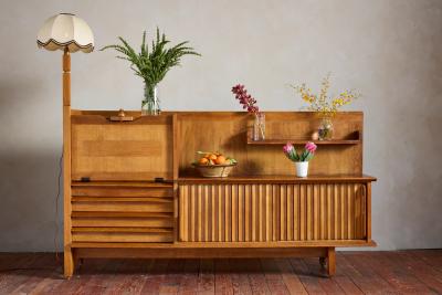 Guillerme et Chambron Guillerme et Chambron Sideboard with Lamp
