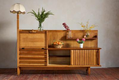 Guillerme et Chambron Guillerme et Chambron Sideboard with Lamp