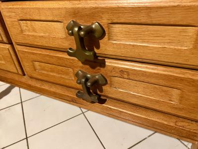Guillerme et Chambron Guillerme et Chambron rarest oak chest of drawers with anchor bronze handles