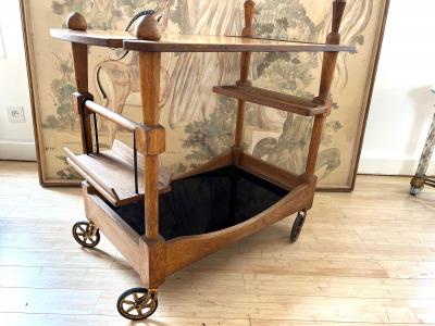 Guillerme et Chambron Guillerme et Chambron riviera style rarest charming oak rolling cart