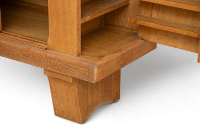 Guillerme et Chambron Large Mid Century Modern Oak and Ceramic Sideboard by Guillerme and Chambron